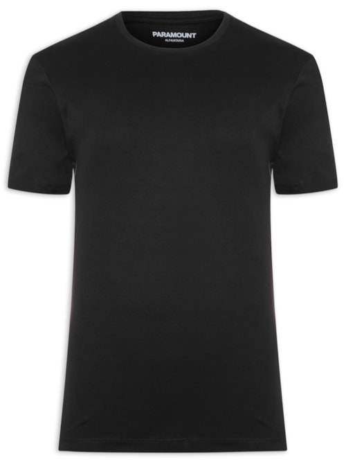 Camiseta Masculina Suedine Pima Gola Careca Manga Curta - Preto