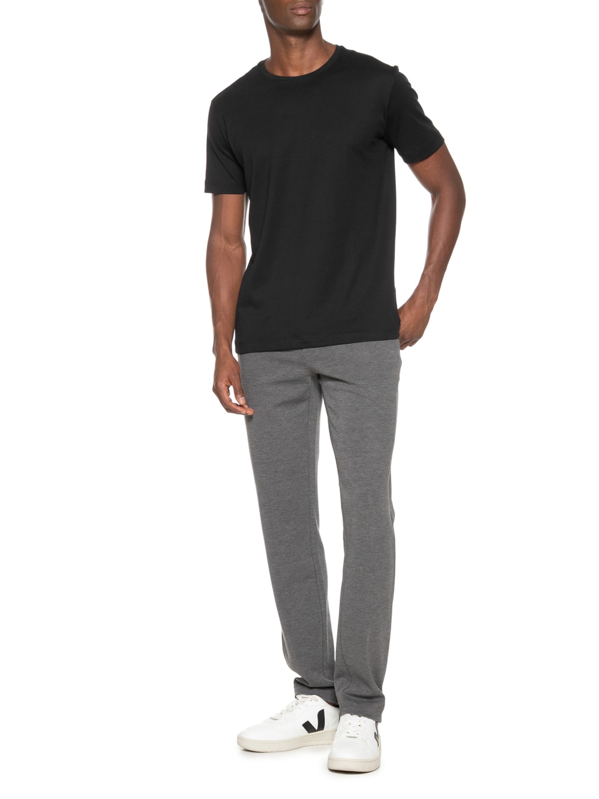 Camiseta Masculina Suedine Pima Gola Careca Manga Curta Preto Paramount Alfaiataria