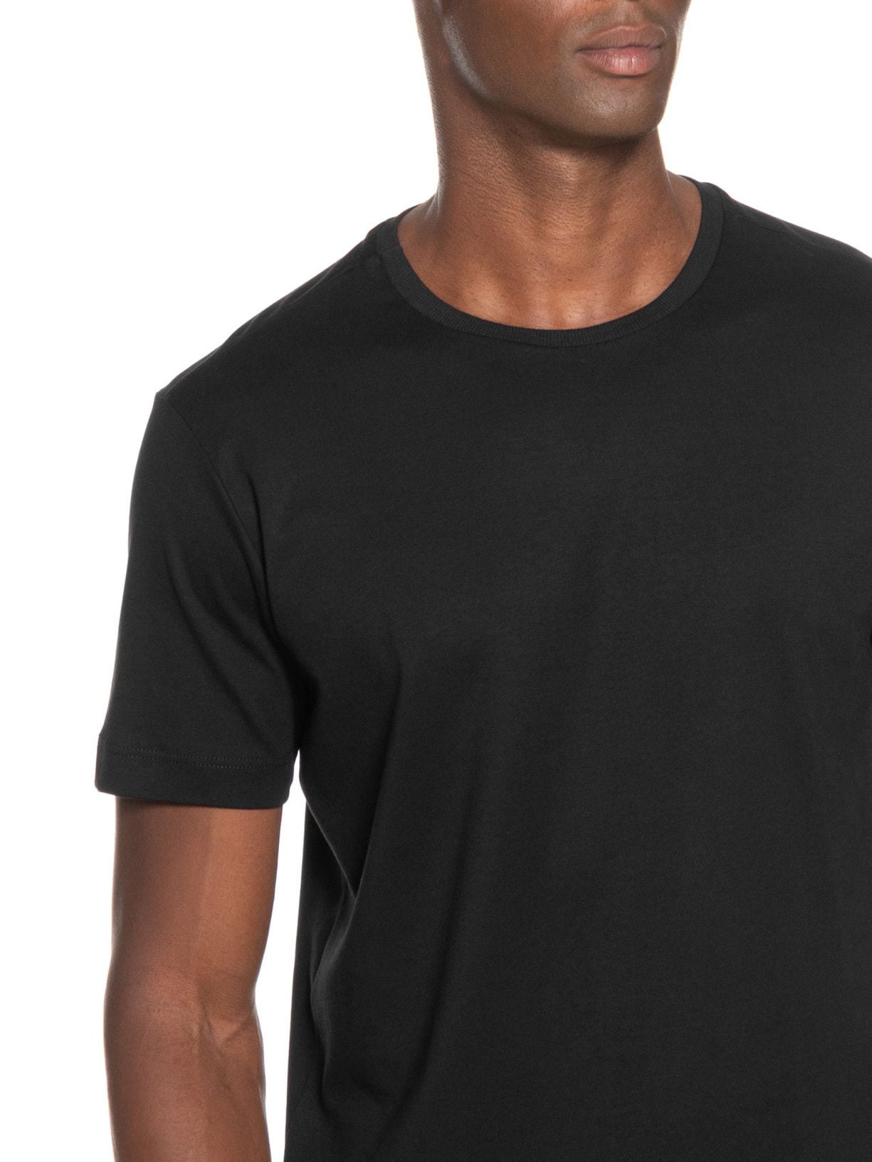 Camiseta Masculina Suedine Pima Gola Careca Manga Curta Preto Paramount Alfaiataria