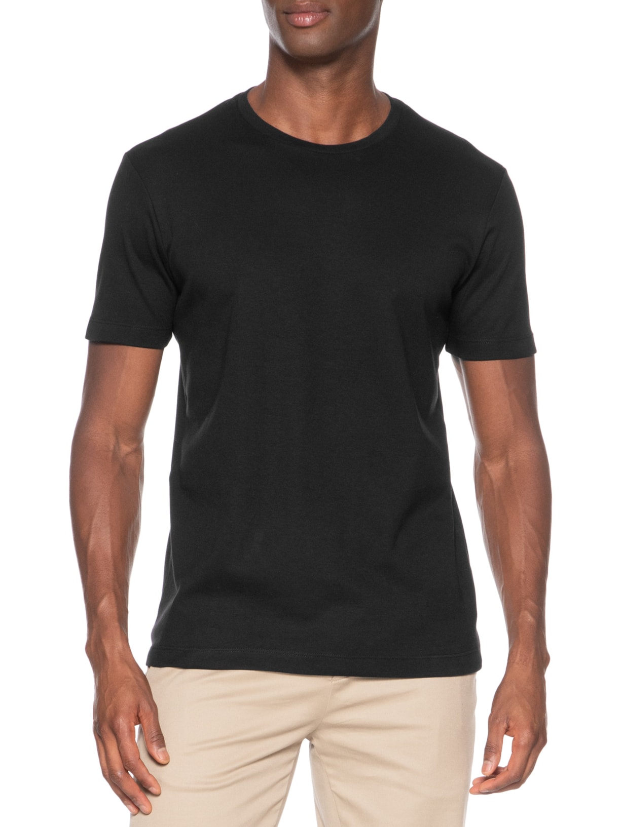 Camiseta Masculina Suedine Pima Gola Careca Manga Curta Preto Paramount Alfaiataria