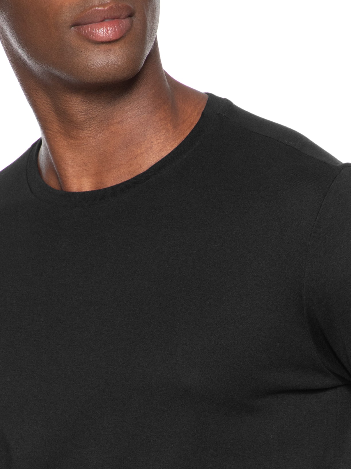 Camiseta Masculina Suedine Pima Gola Careca Manga Curta Preto Paramount Alfaiataria