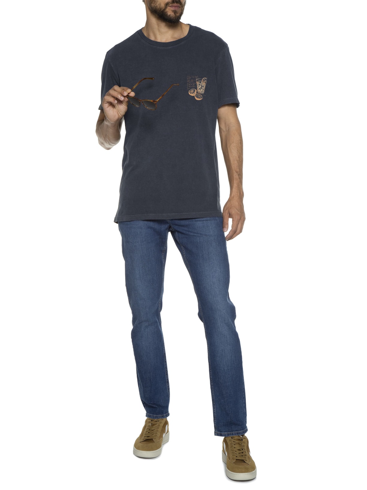 Camiseta Masculina Summer Drinks Cinza Richards