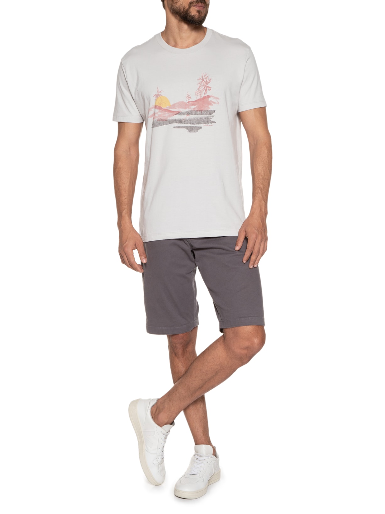 Camiseta Masculina Sun And Mountain Cinza Richards