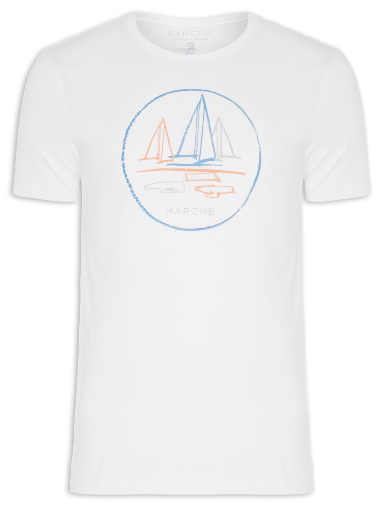 Camiseta Masculina Supersoft Estampada Barco Aquarela - Branco