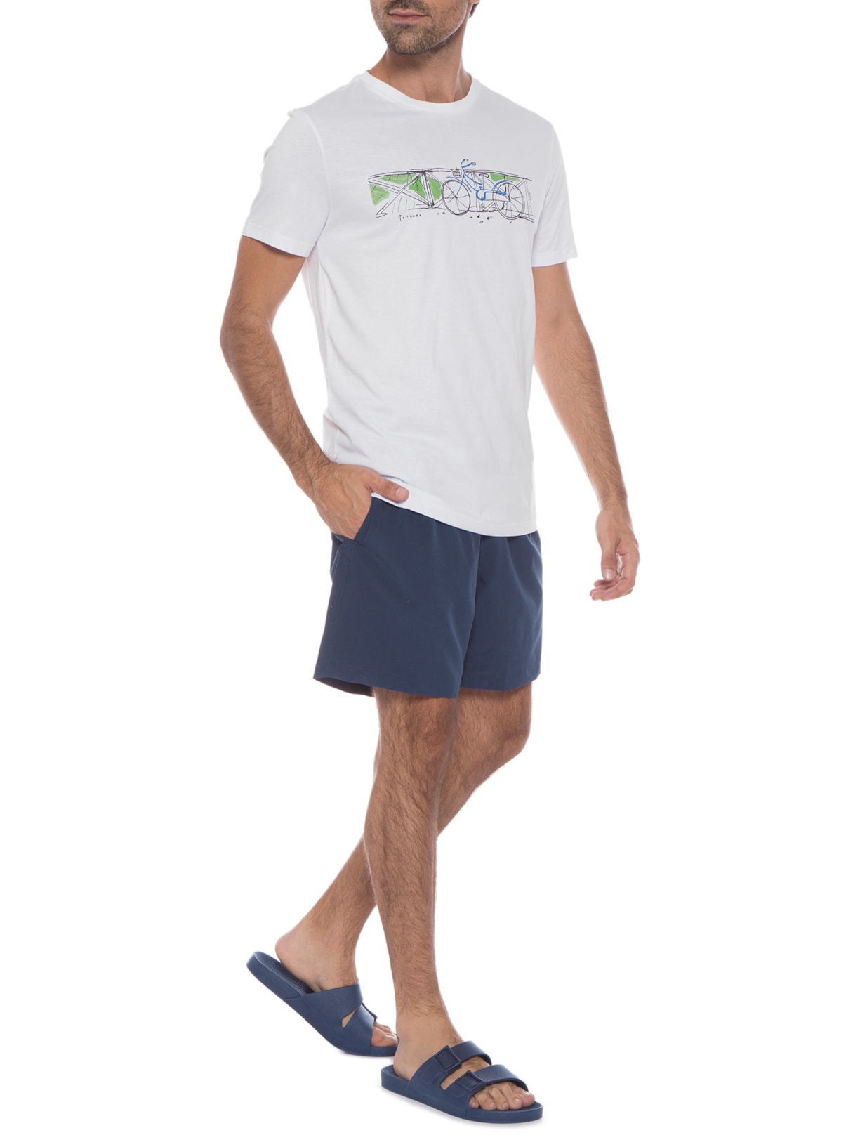 Camiseta Masculina Supersoft Estampada Bicicleta Toscana Branco Barche