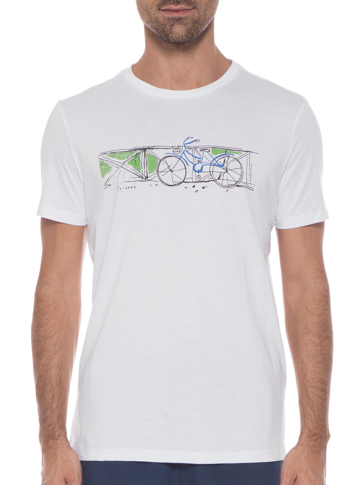 Camiseta Masculina Supersoft Estampada Bicicleta Toscana Branco Barche