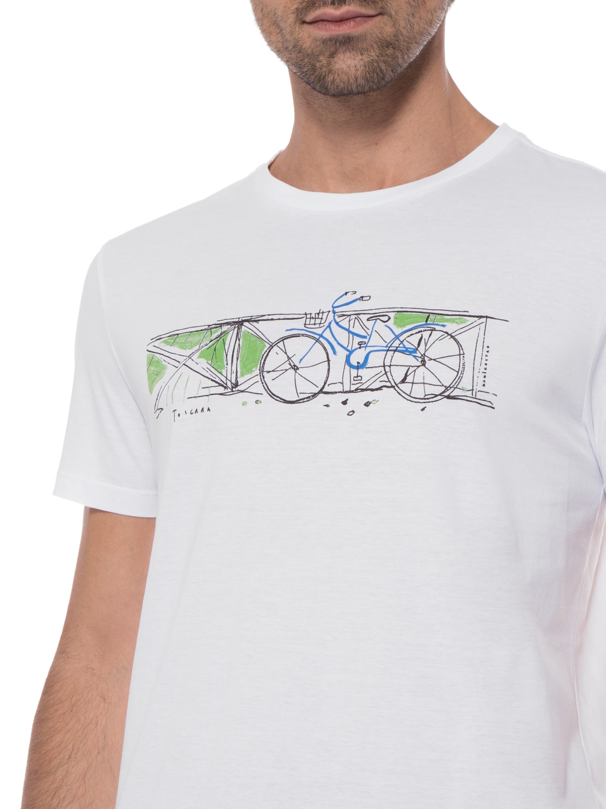 Camiseta Masculina Supersoft Estampada Bicicleta Toscana Branco Barche