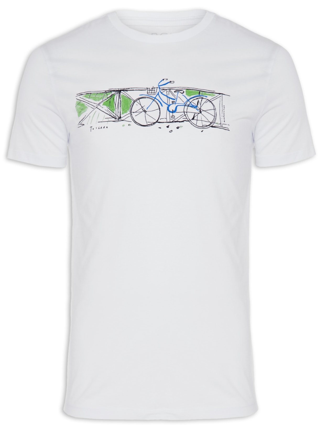 Camiseta Masculina Supersoft Estampada Bicicleta Toscana - Branco