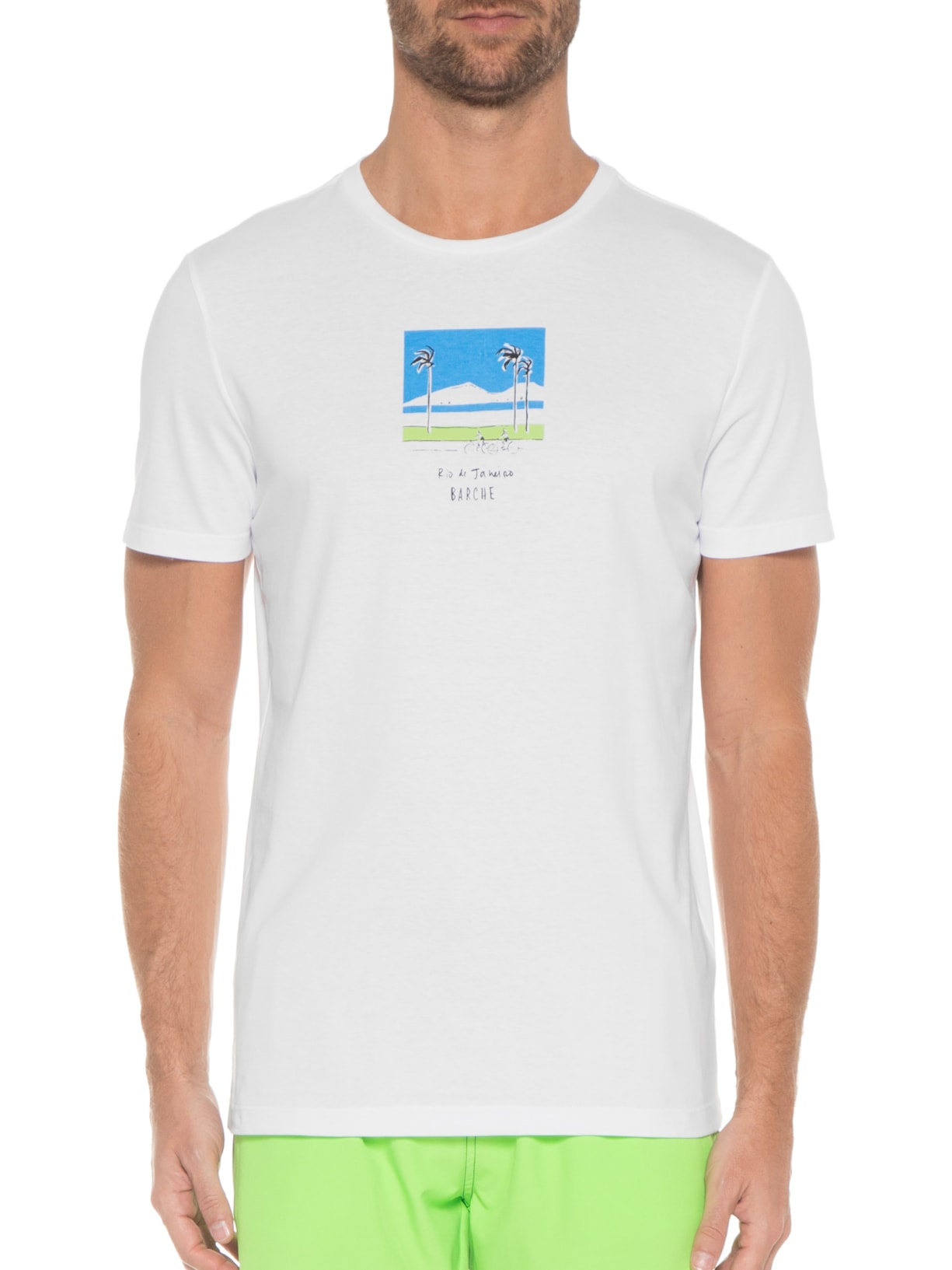 Camiseta Masculina Supersoft Estampada Branco Barche