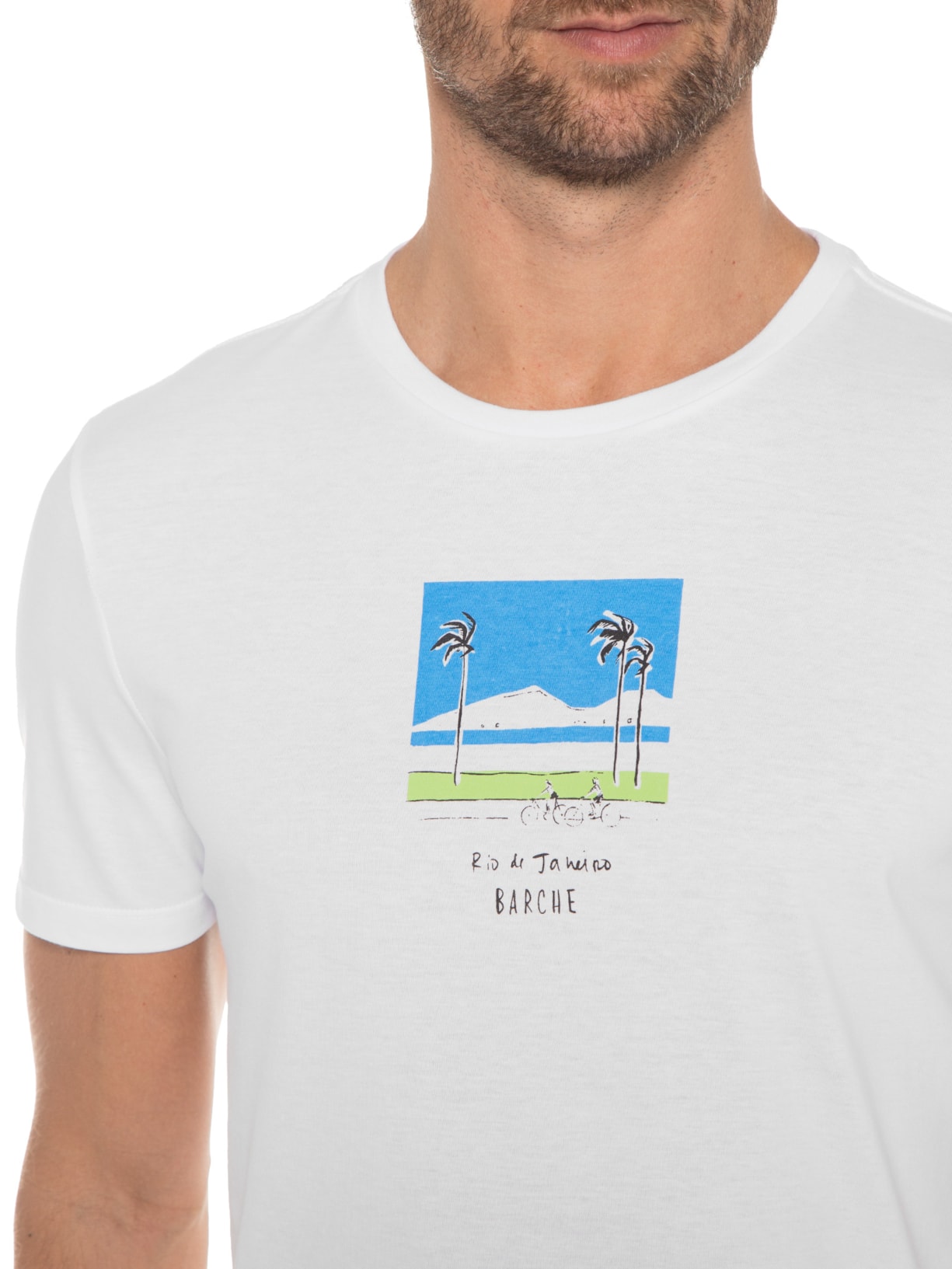 Camiseta Masculina Supersoft Estampada Branco Barche