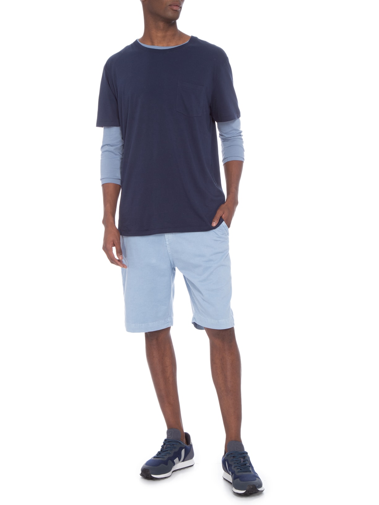 Camiseta Masculina Supersoft Pocket Azul Osklen