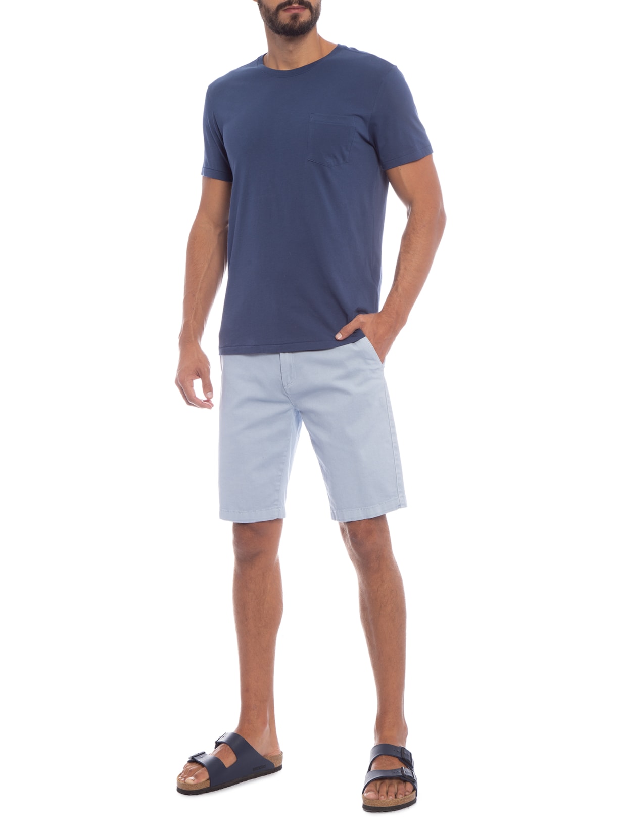 Camiseta Masculina Supersoft Pocket Azul Osklen