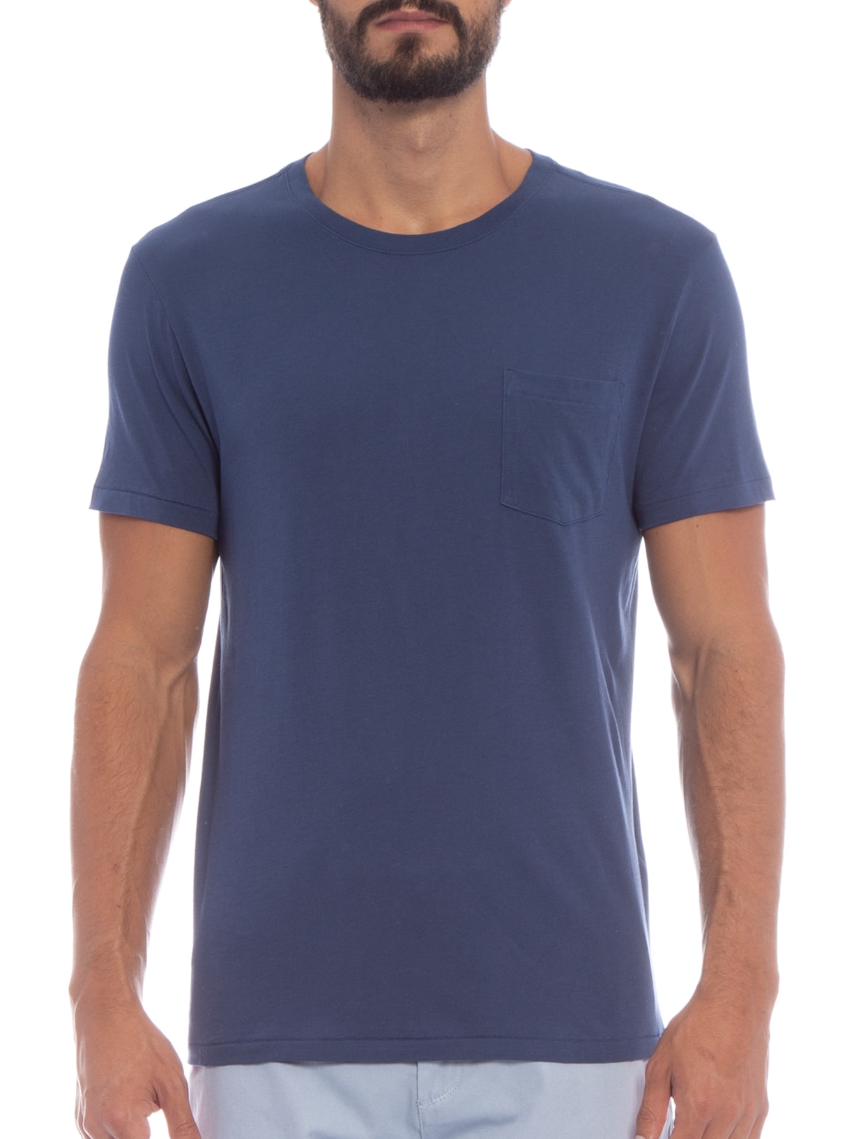 Camiseta Masculina Supersoft Pocket Azul Osklen