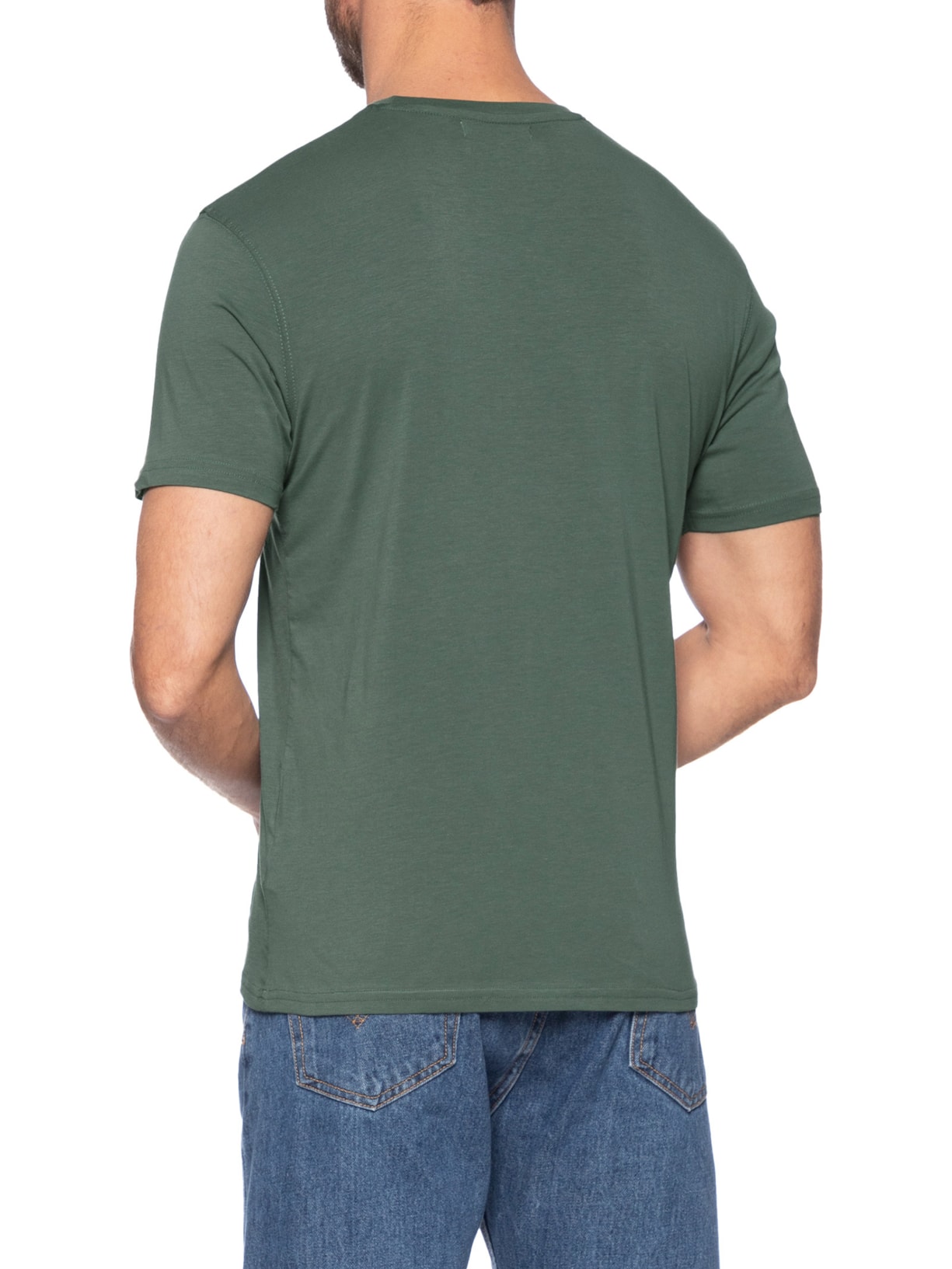 Camiseta Masculina Supima Manga Curta Gola Careca Verde '2 Essential