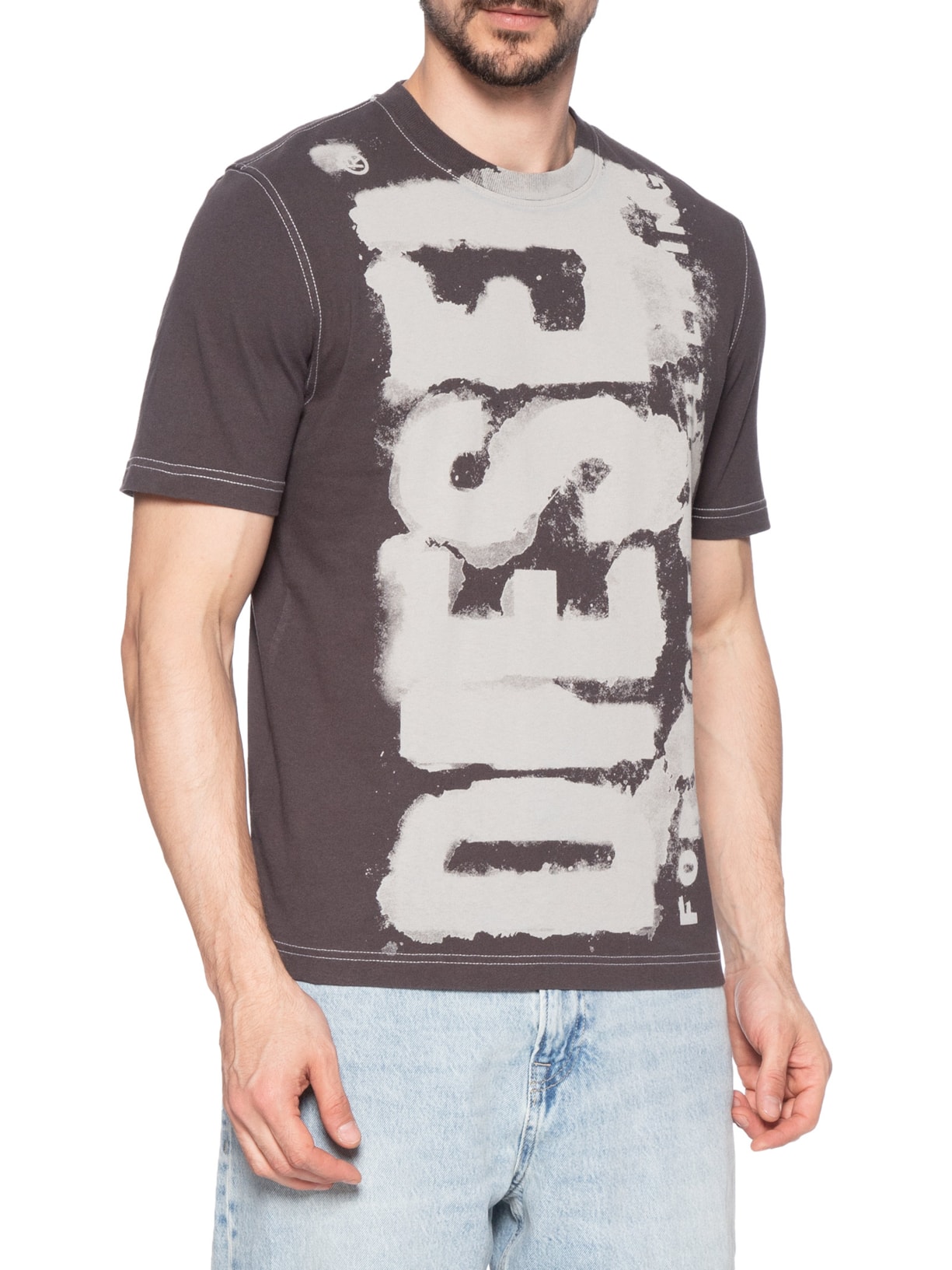 Camiseta Masculina T-Adjust Q4 Maglietta Cinza Diesel