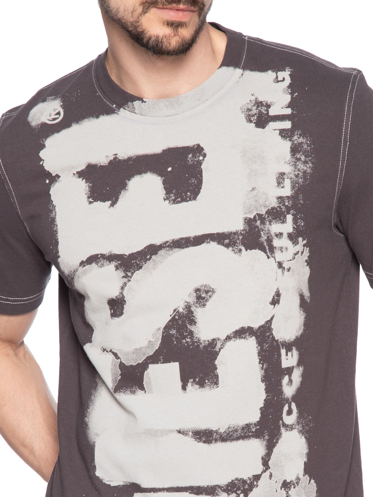 Camiseta Masculina T-Adjust Q4 Maglietta Cinza Diesel