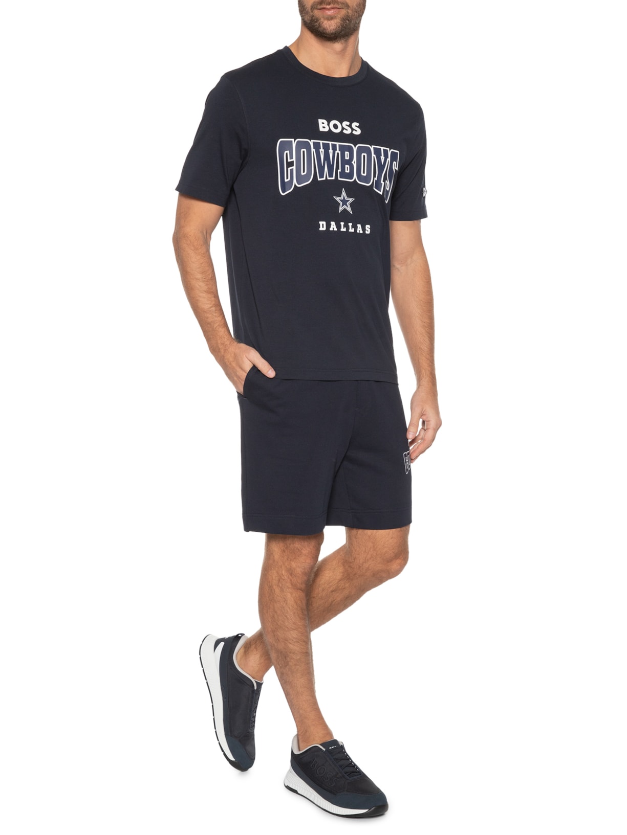 Camiseta Masculina T Huddle Nfl Azul Boss