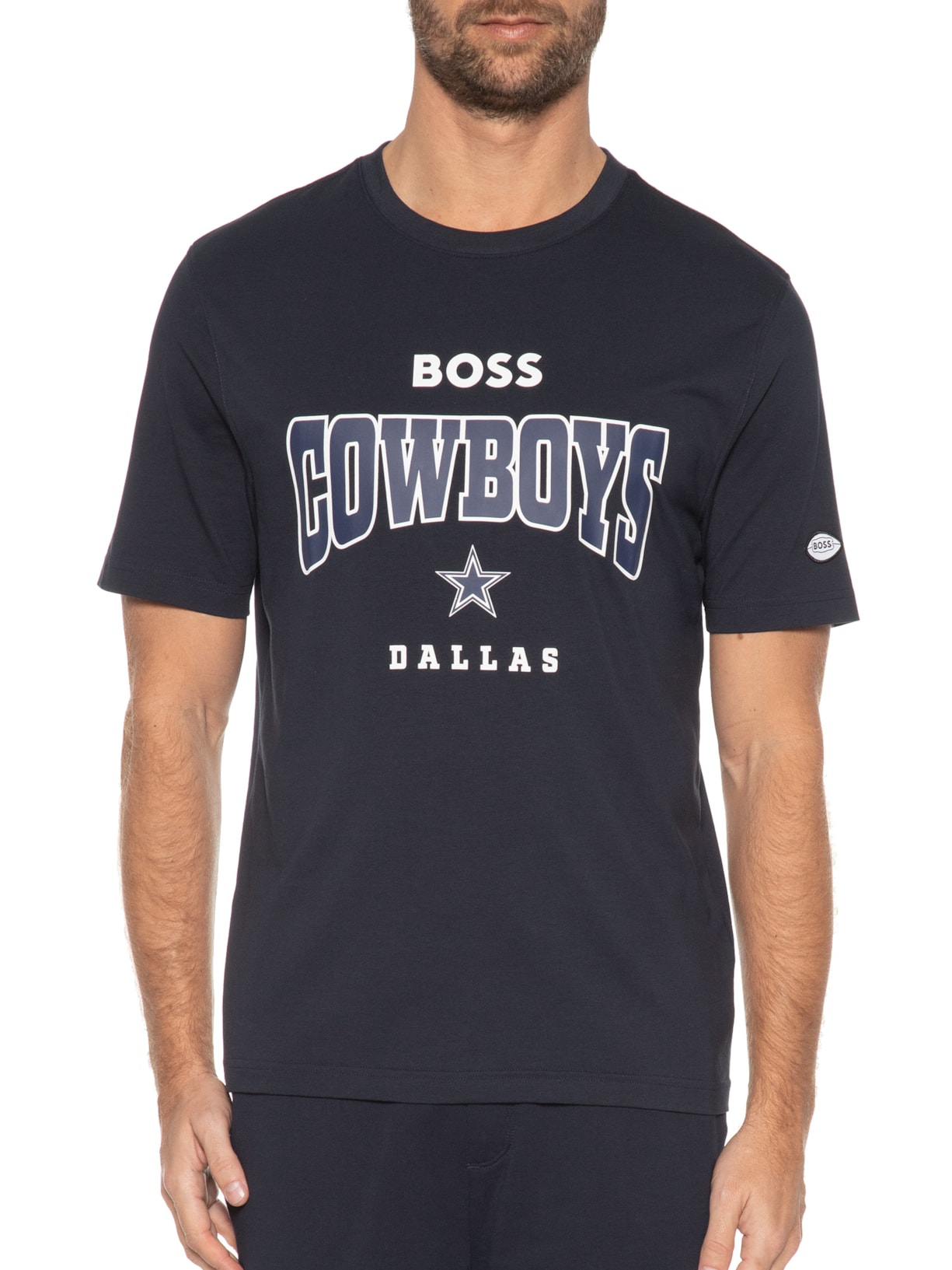 Camiseta Masculina T Huddle Nfl Azul Boss