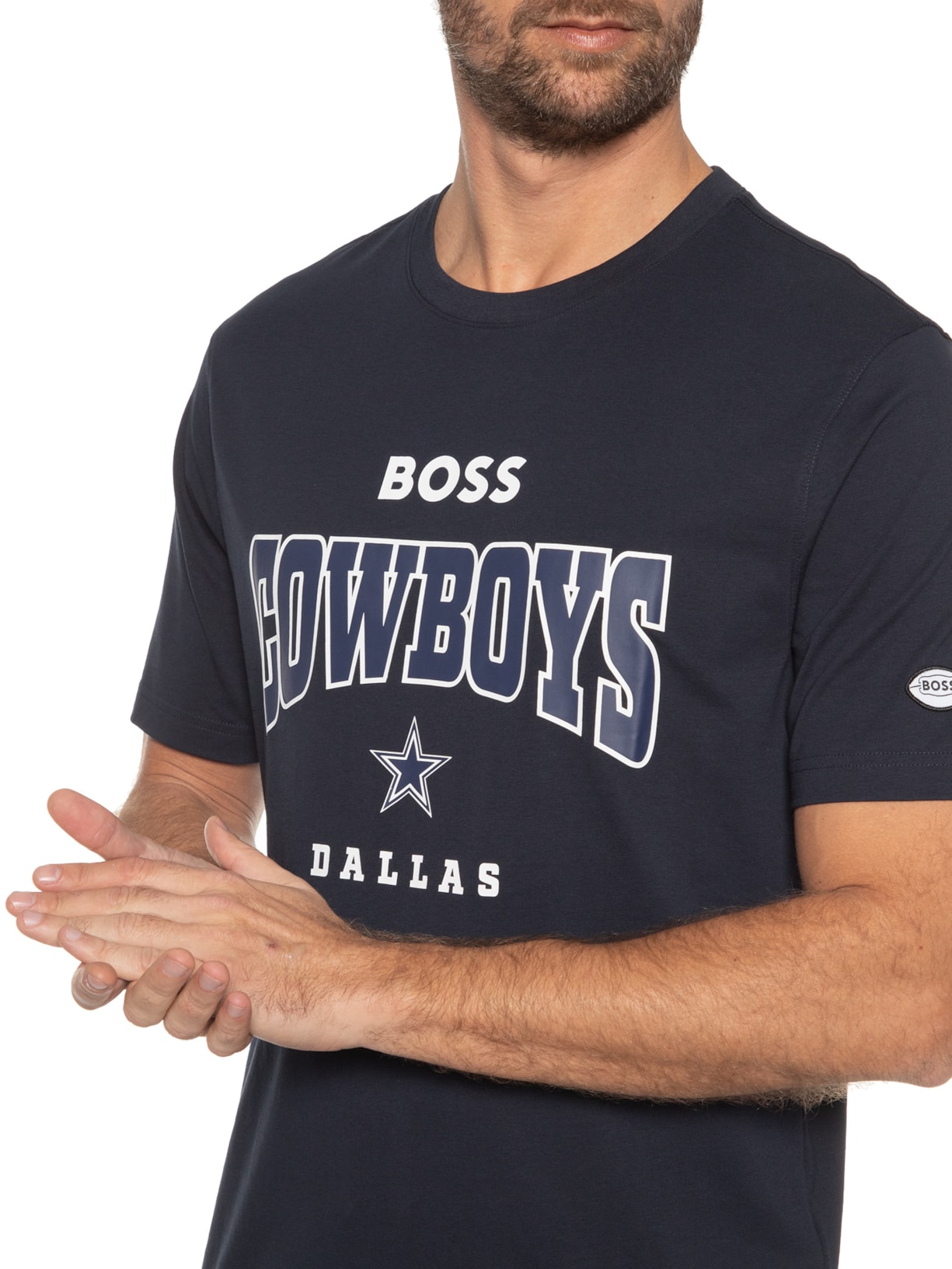 Camiseta Masculina T Huddle Nfl Azul Boss