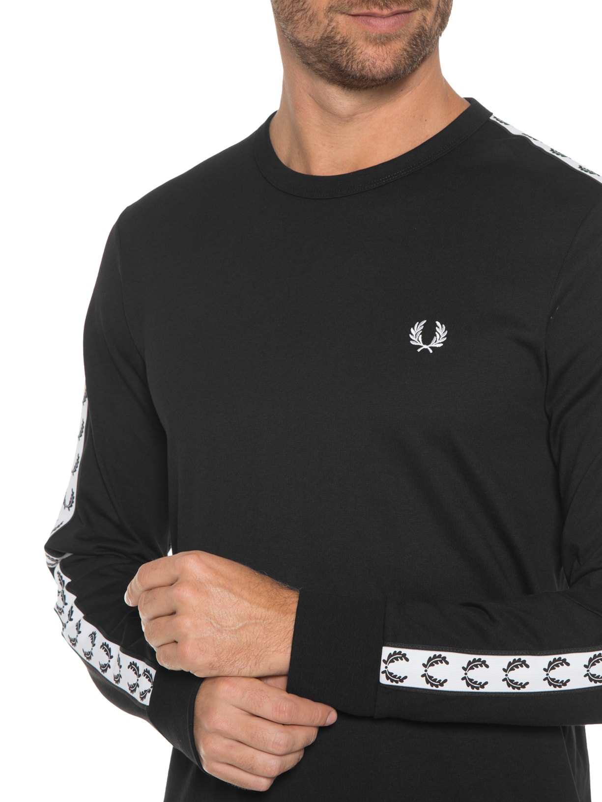 Camiseta Masculina Taped Long Sleeve Preto Fred Perry