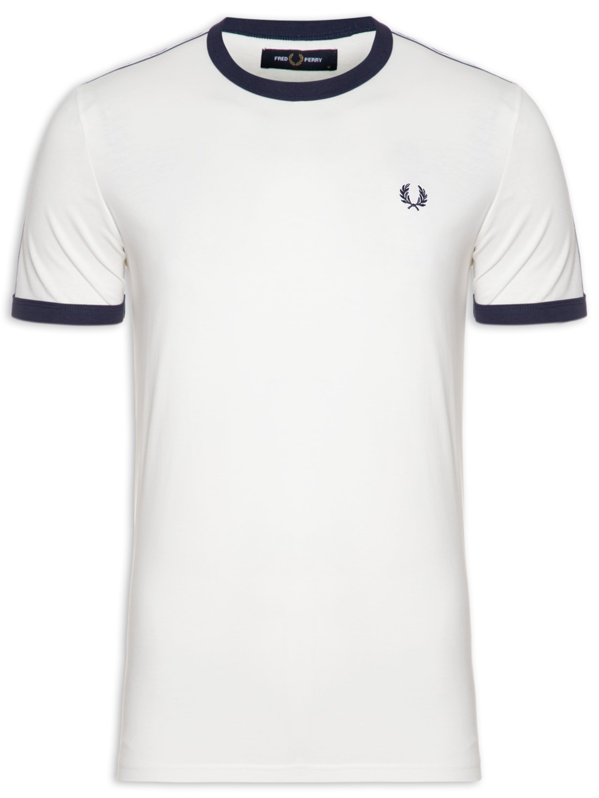 Camiseta Masculina Taped Ringer Branco Fred Perry
