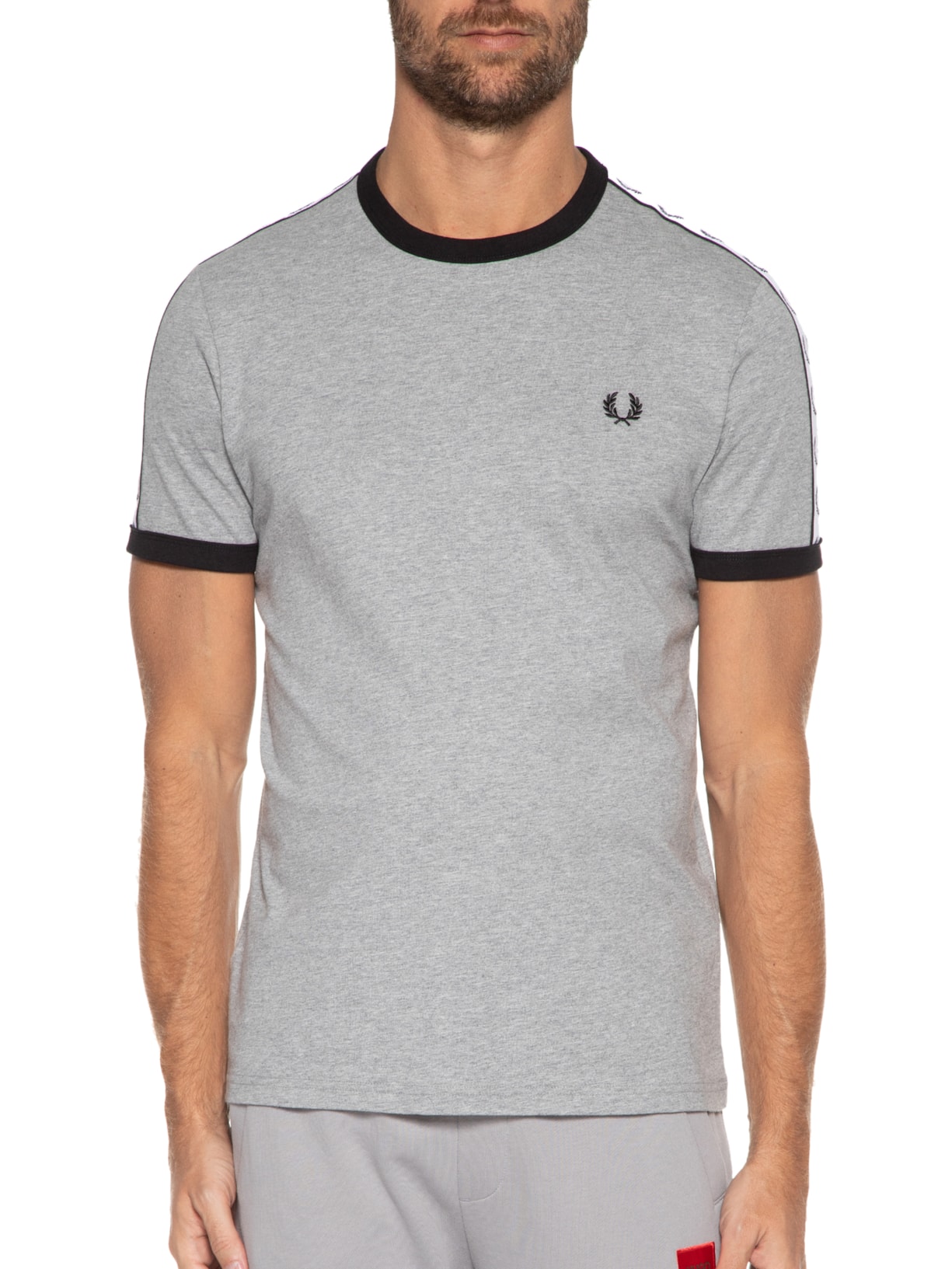 Camiseta Masculina Taped Ringer Cinza Fred Perry