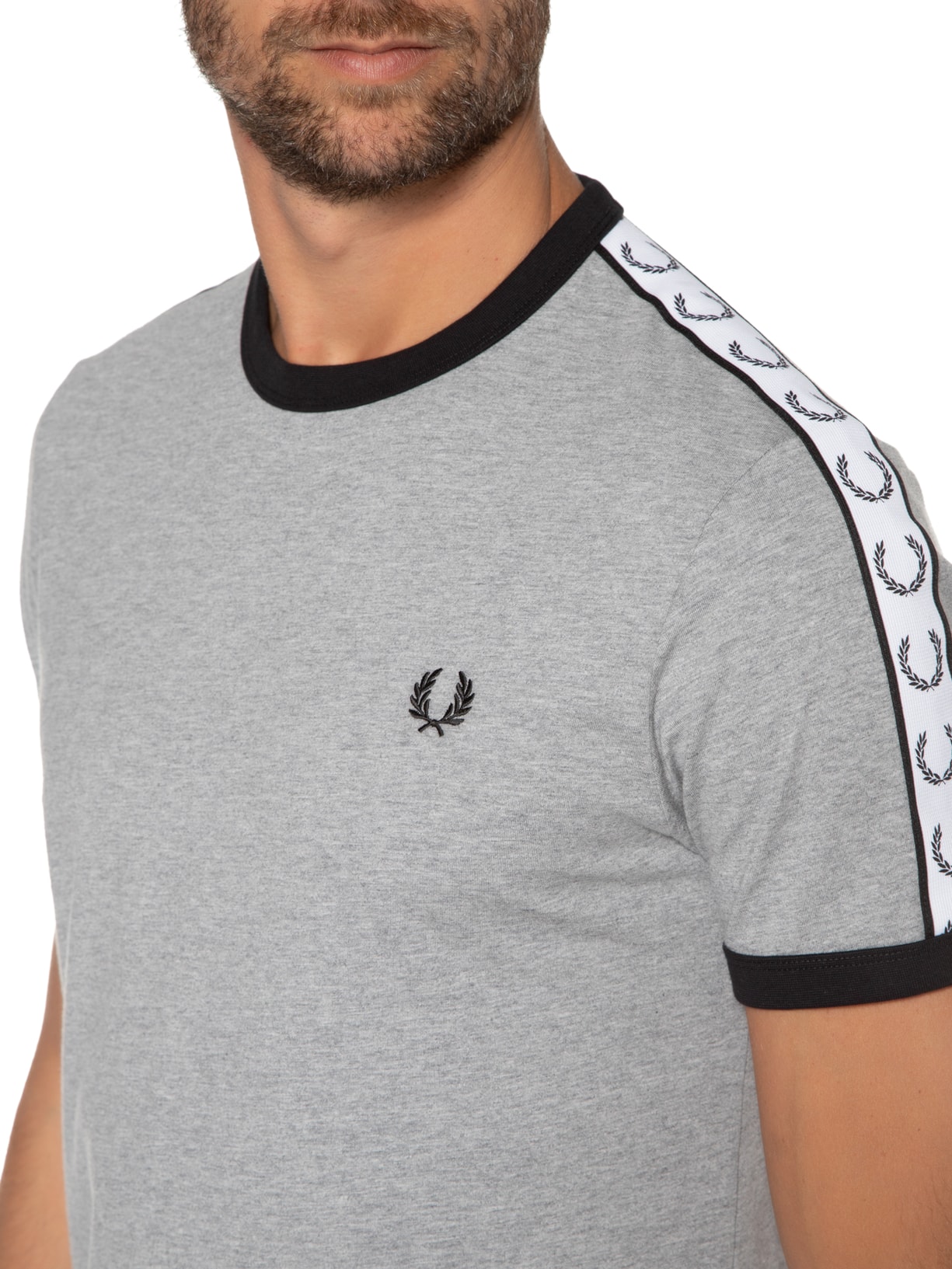 Camiseta Masculina Taped Ringer Cinza Fred Perry