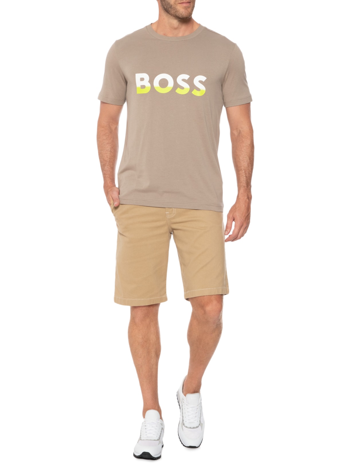 Camiseta Masculina Tee Bege Boss