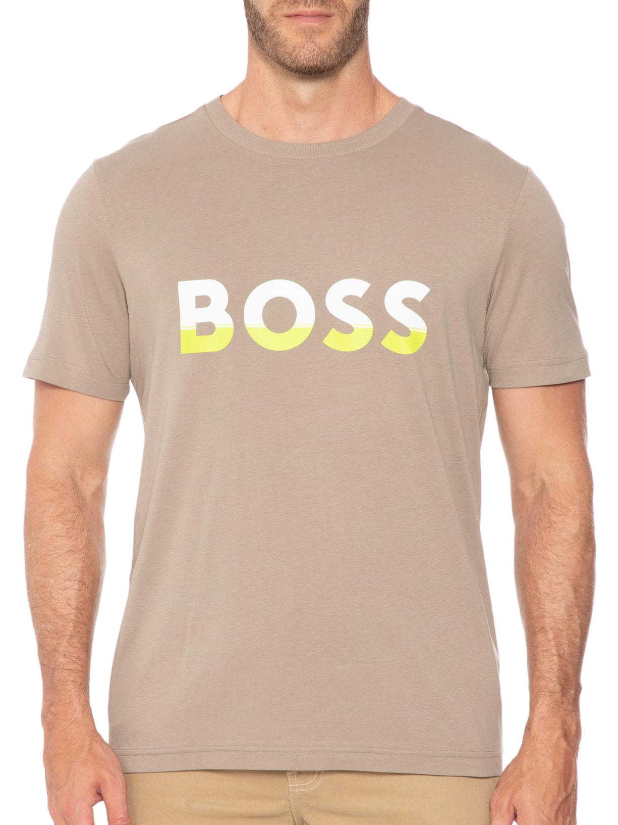 Camiseta Masculina Tee Bege Boss
