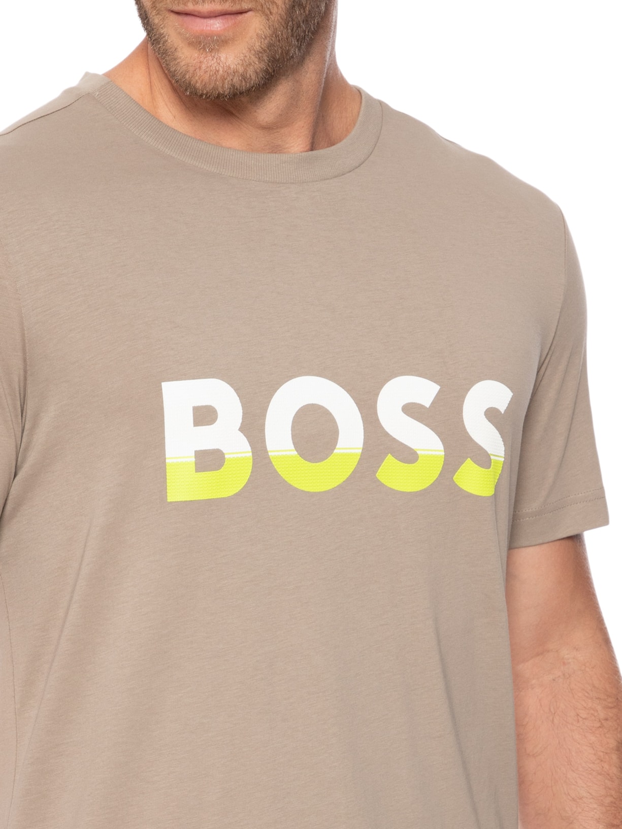 Camiseta Masculina Tee Bege Boss