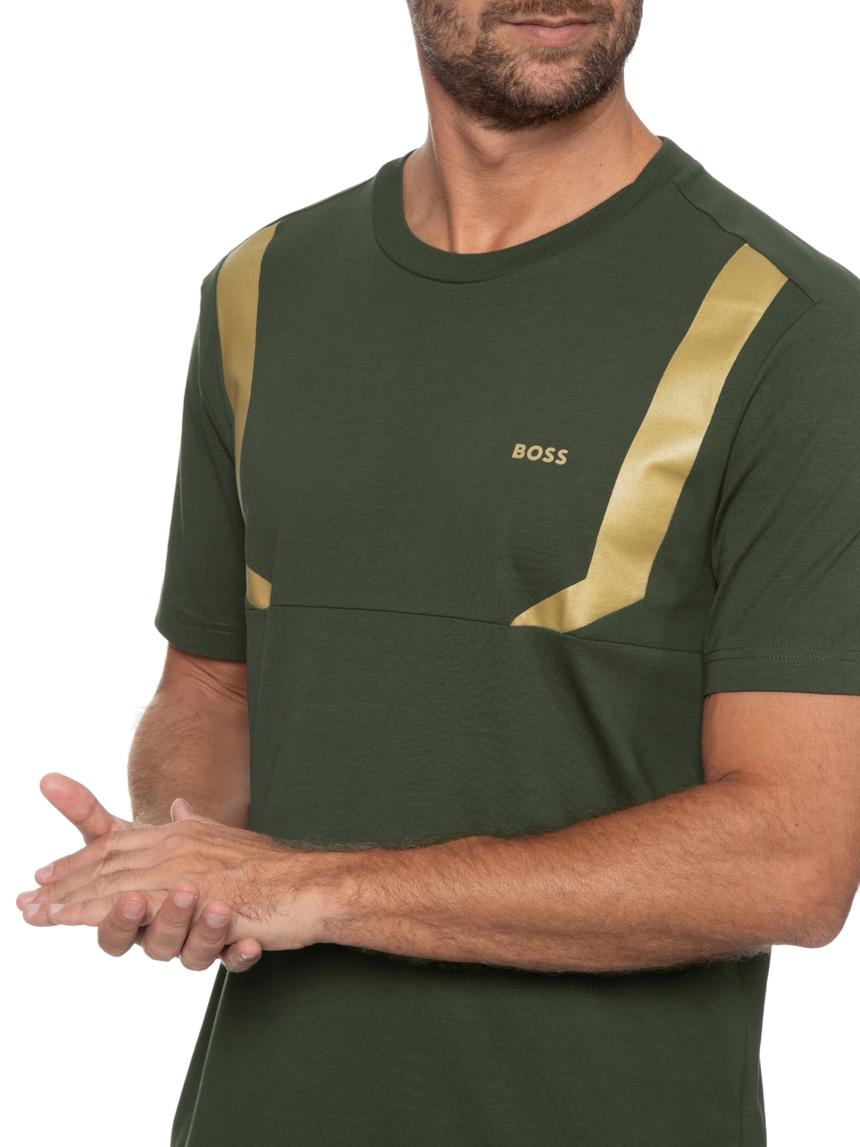 Camiseta Masculina Tee Recorte Verde Boss