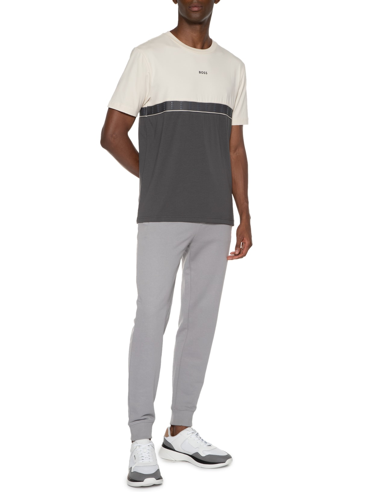 Camiseta Masculina Tee Tape Bege Boss