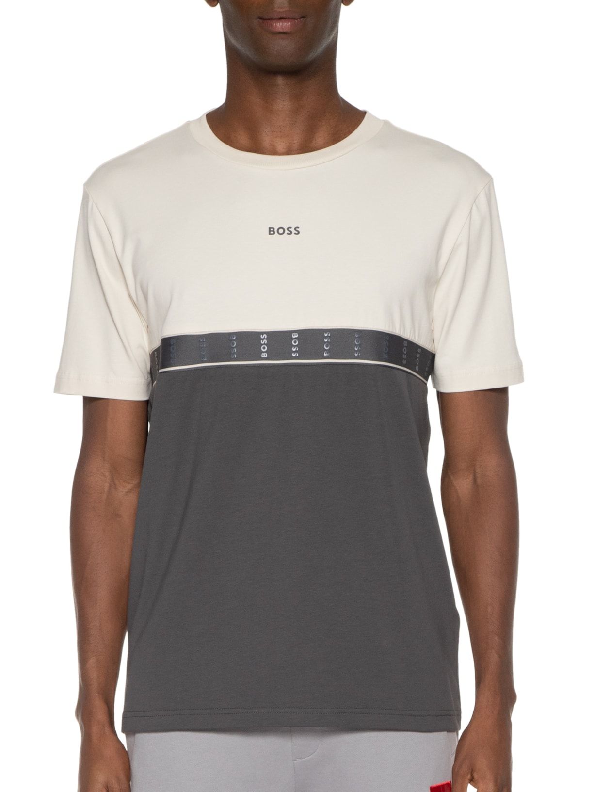 Camiseta Masculina Tee Tape Bege Boss