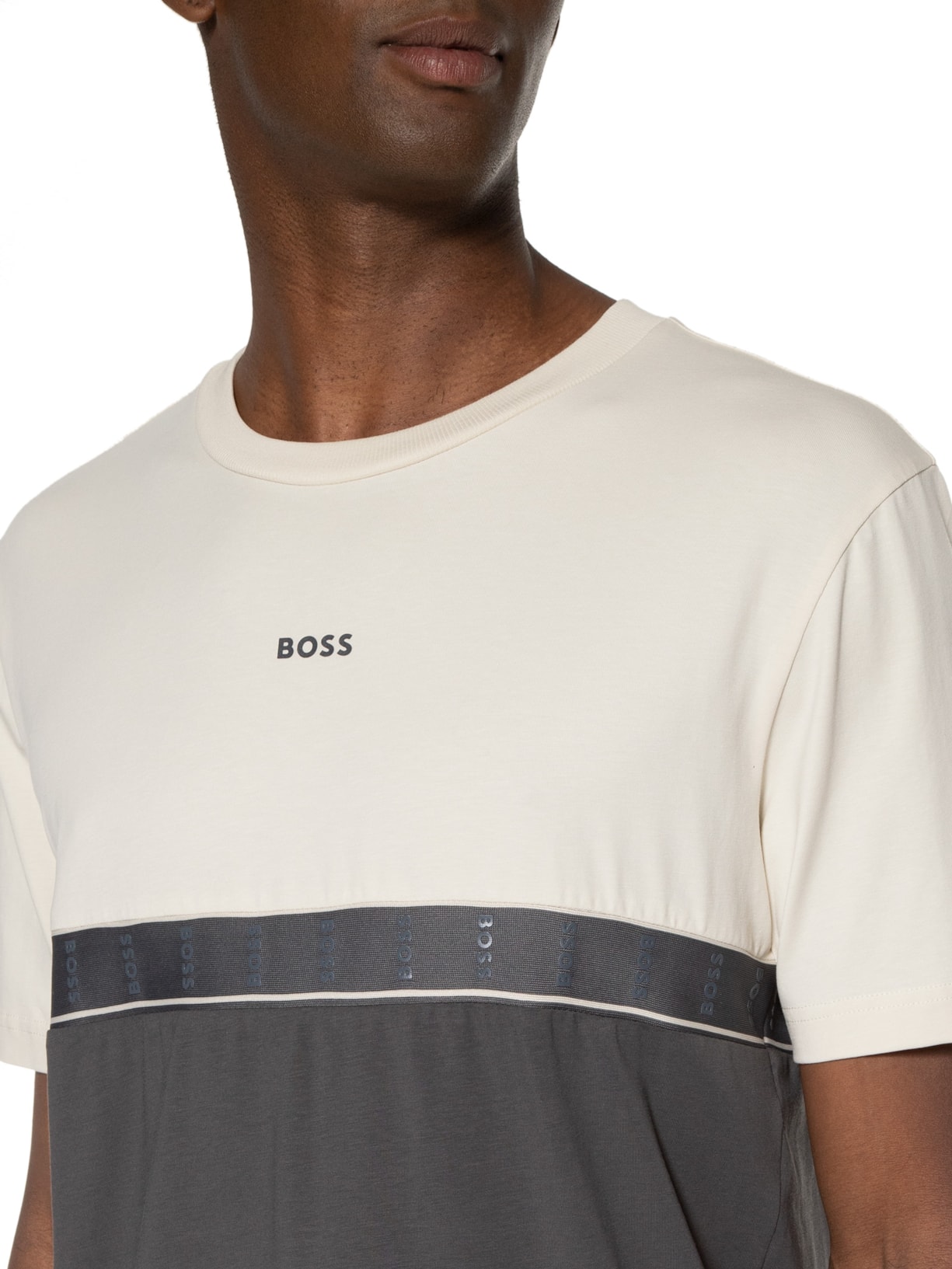 Camiseta Masculina Tee Tape Bege Boss