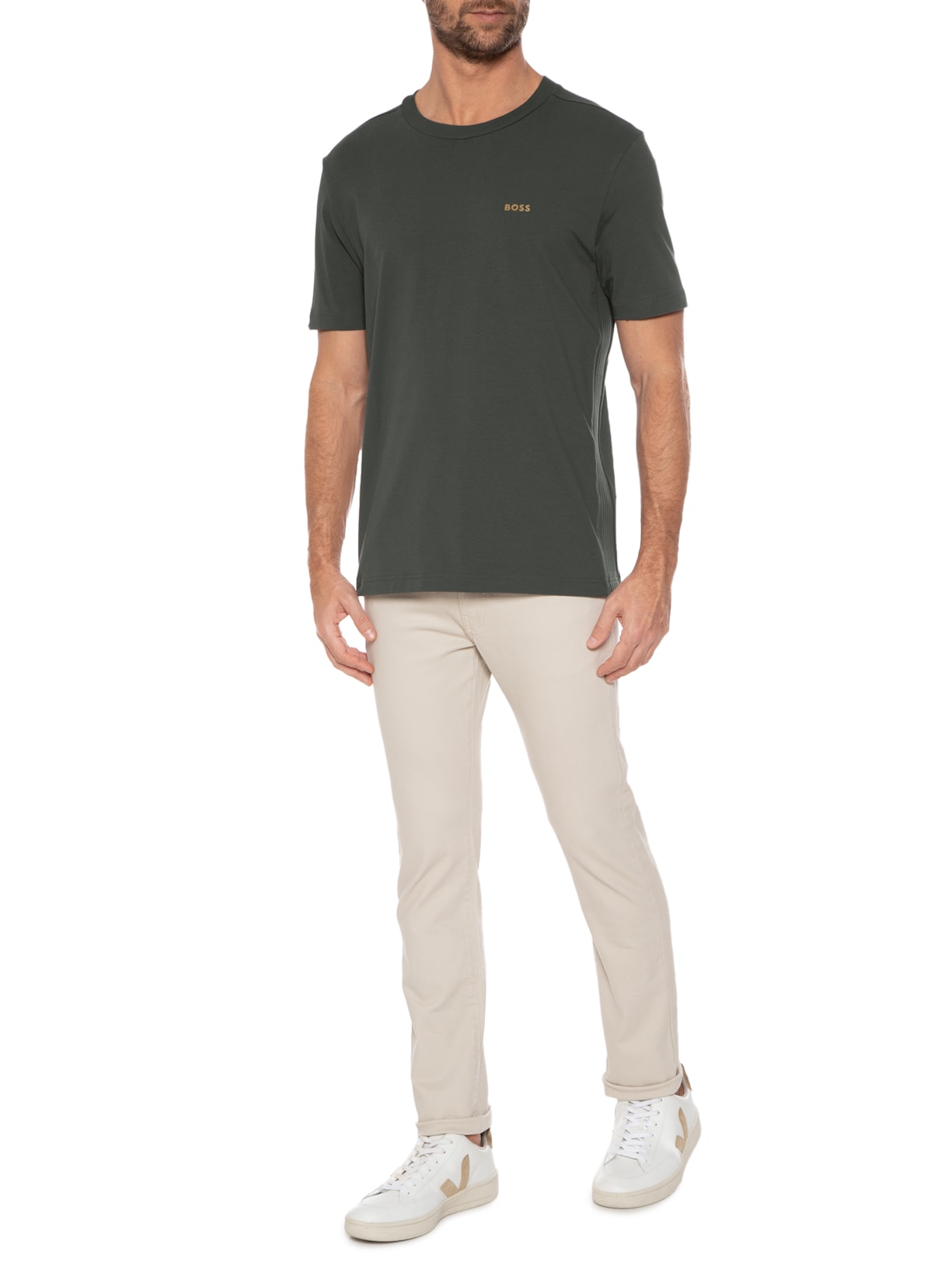 Camiseta Masculina Tee Tape Cinza Boss