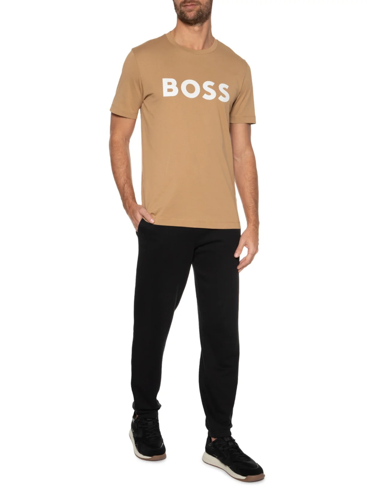 Camiseta Masculina Tiburt Bege Boss