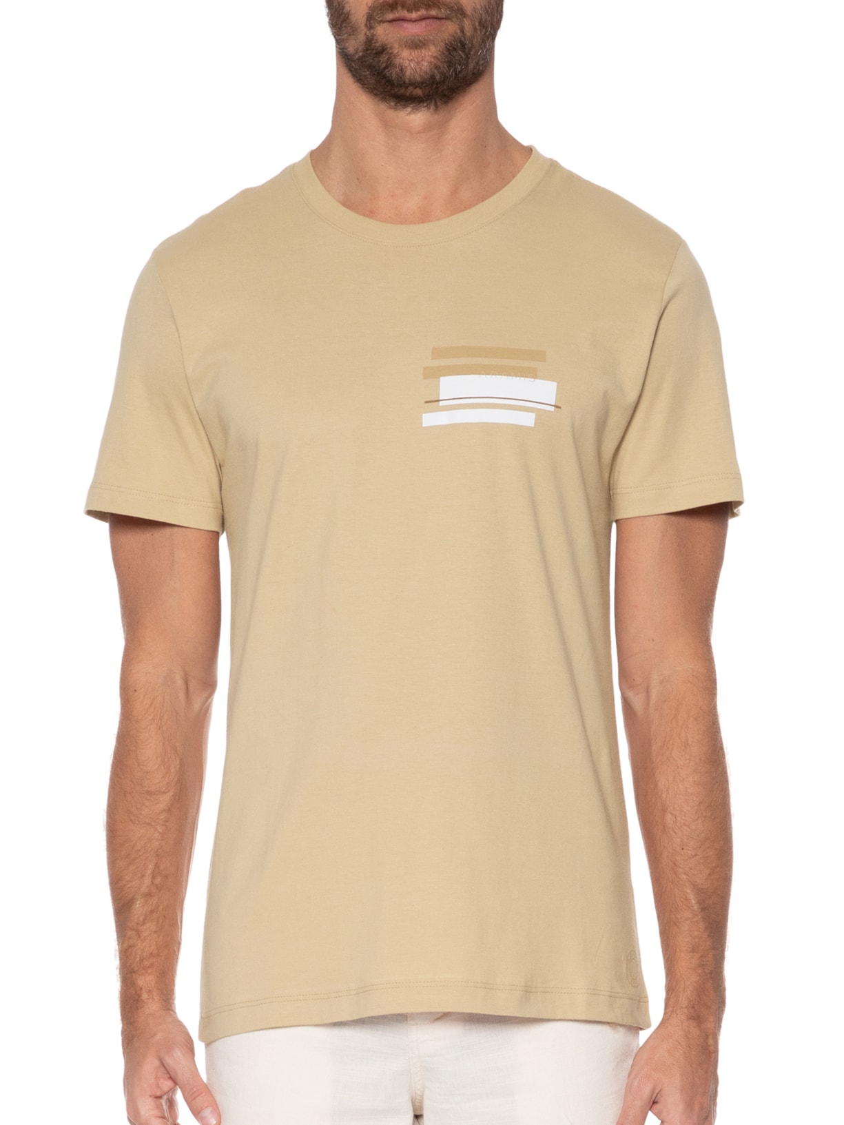 Camiseta Masculina Tingimento Eco Tarjas Bege Aramis