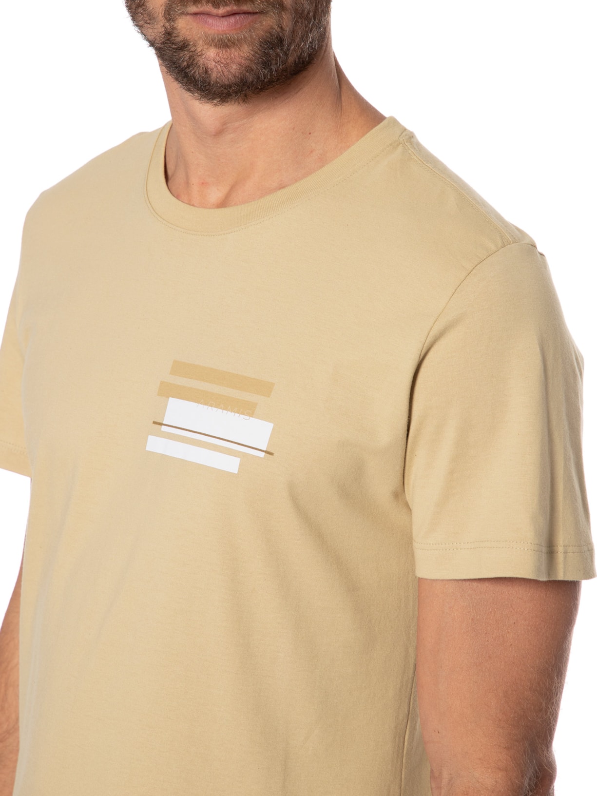 Camiseta Masculina Tingimento Eco Tarjas Bege Aramis