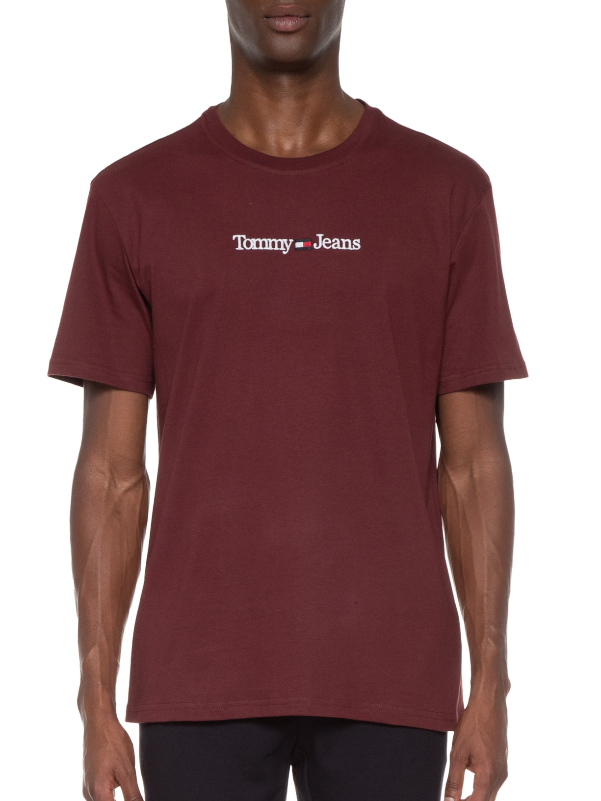 Camiseta Masculina Tjm Classic Linear Logo Tee Vinho Tommy Jeans