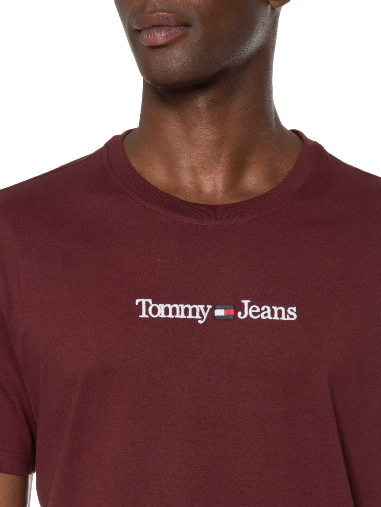 Camiseta Masculina Tjm Classic Linear Logo Tee Vinho Tommy Jeans