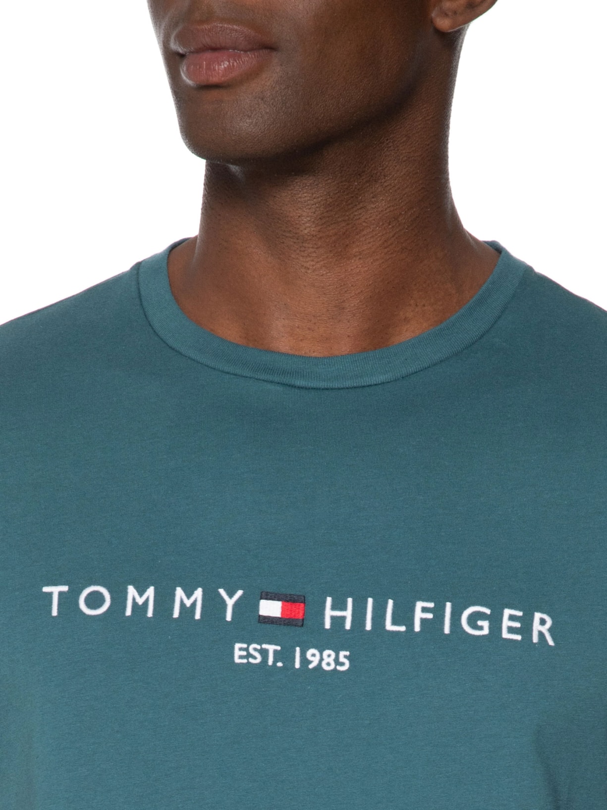  Camiseta Masculina Tommy Logo Tee Azul Tommy Hilfiger