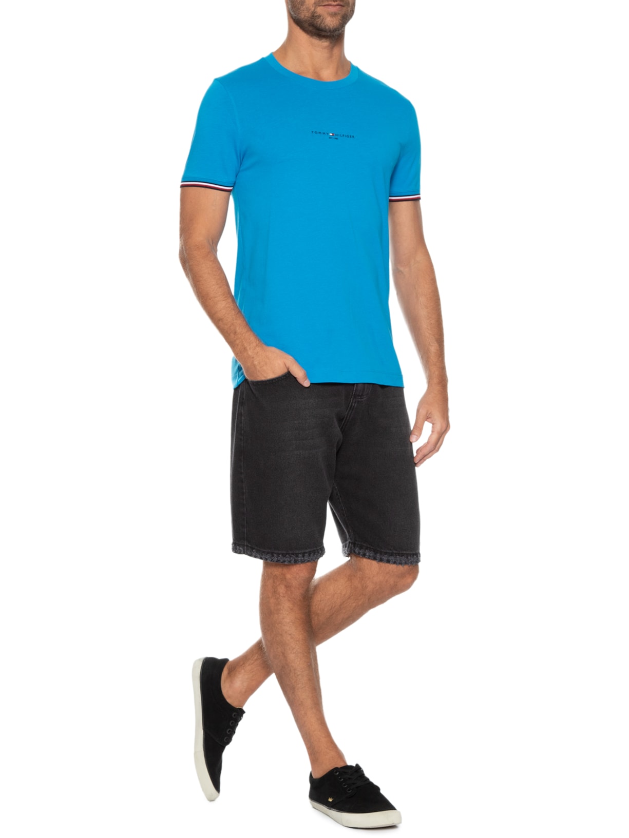 Camiseta Masculina Tommy Logo Tipped Azul Tommy Hilfiger