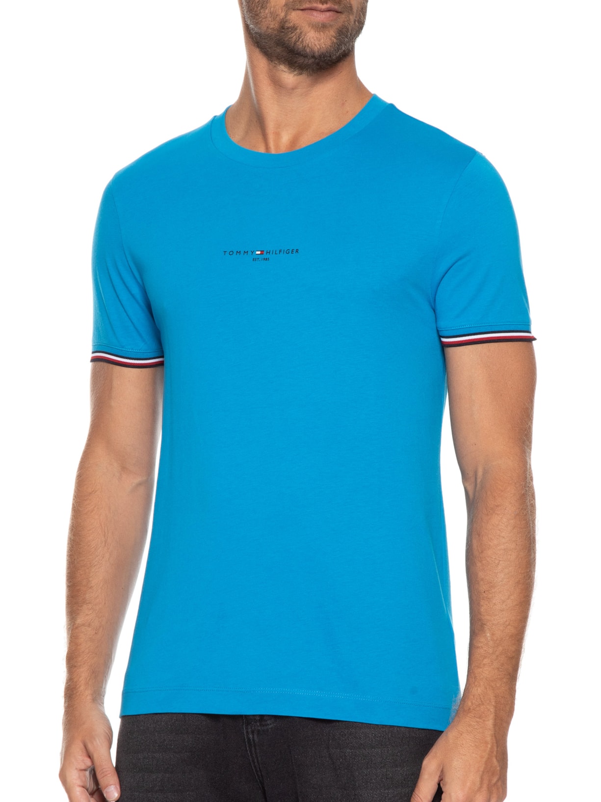 Camiseta Masculina Tommy Logo Tipped Azul Tommy Hilfiger