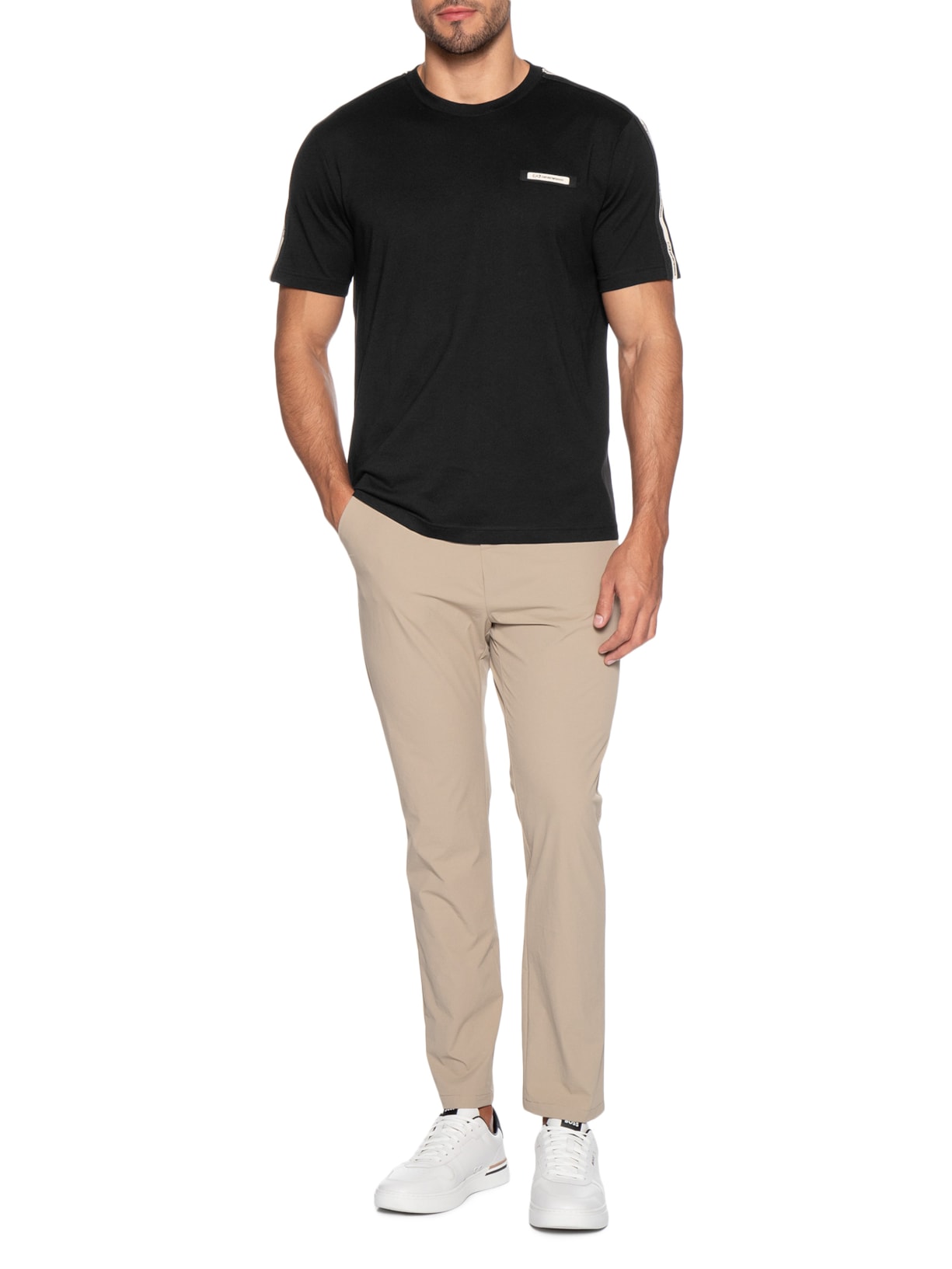 Camiseta Masculina Train Fita Lateral Preto Ea7 Emporio Armani