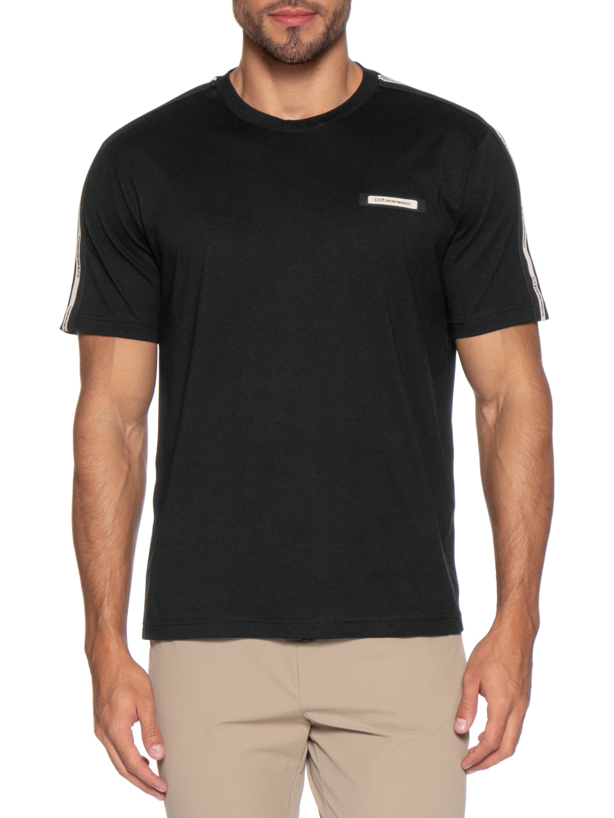 Camiseta Masculina Train Fita Lateral Preto Ea7 Emporio Armani