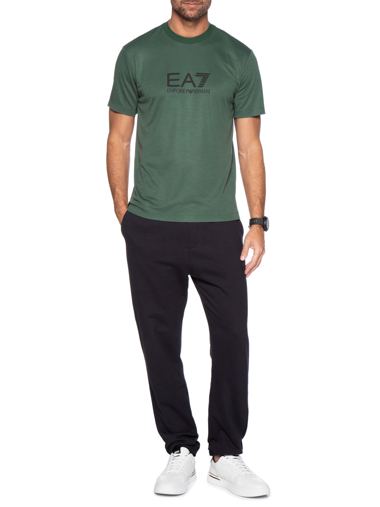 Camiseta Masculina Train Lux Maxi Logo Verde Ea7 Emporio Armani