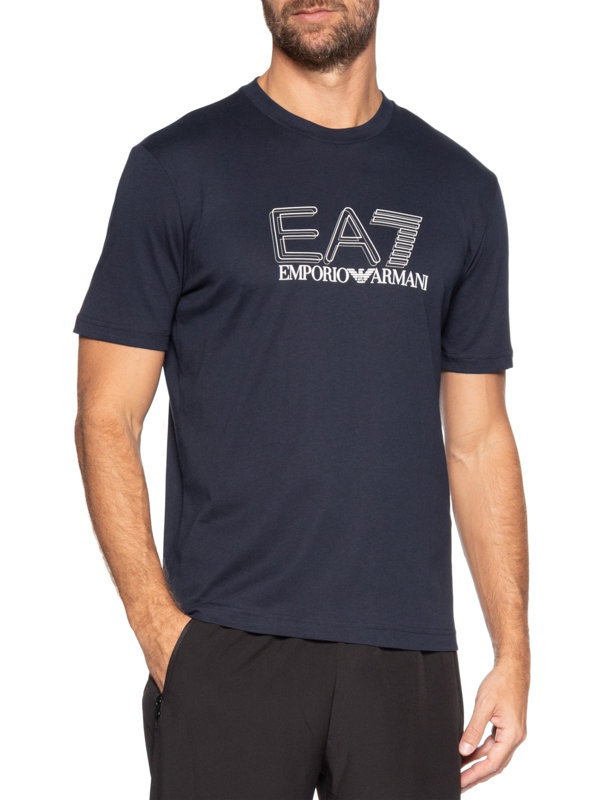 Camiseta Masculina Train Maxi Logo Azul Ea7 Emporio Armani