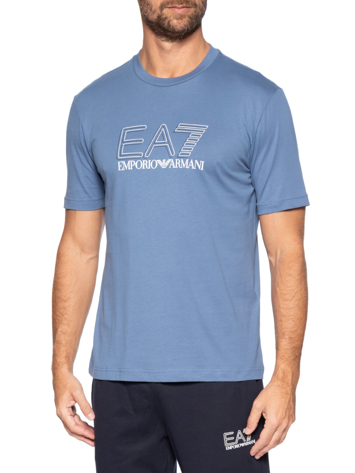 Camiseta Masculina Train Maxi Logo Azul Ea7 Emporio Armani