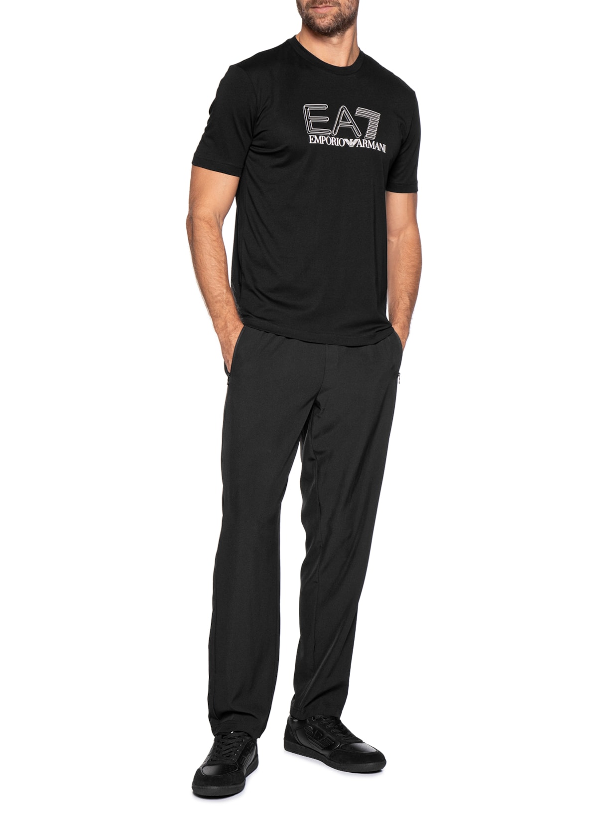 Camiseta Masculina Train Maxi Logo Preto Ea7 Emporio Armani