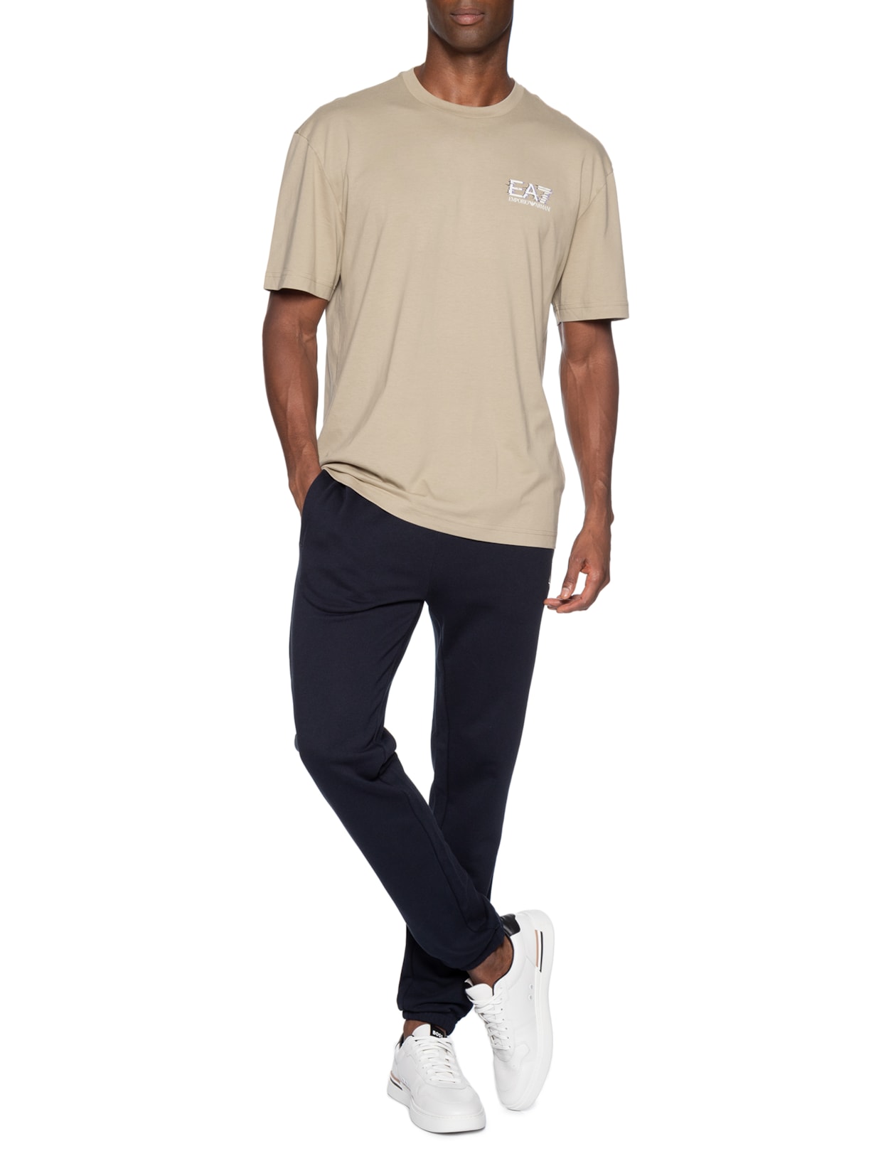 Camiseta Masculina Train Medium Logo Bege Ea7 Emporio Armani